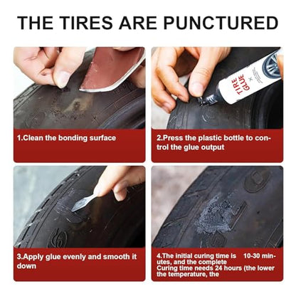 Tire Repair Glue, Tire Sealant Black Rubber Cement Repair Cracks | Suitable for All Tire Types, Seamless Strong Bonding, Heavy Duty, Flexible, Waterproof, Weather Resistance