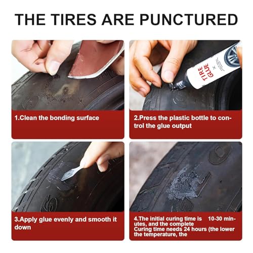 Tire Repair Glue, Tire Sealant Black Rubber Cement Repair Cracks | Suitable for All Tire Types, Seamless Strong Bonding, Heavy Duty, Flexible, Waterproof, Weather Resistance