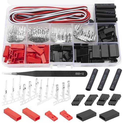 50 Sets Servo Plug Male Female Connector Crimp Pin Cable Kit Compatible with JST Futaba JR Style Plugs Hitec Spektrum for RC Car Drone Boat DIY
