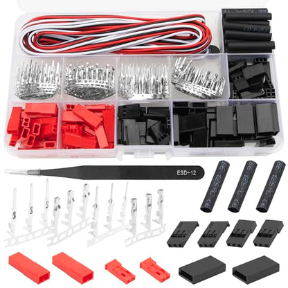 50 Sets Servo Plug Male Female Connector Crimp Pin Cable Kit Compatible with JST Futaba JR Style Plugs Hitec Spektrum for RC Car Drone Boat DIY