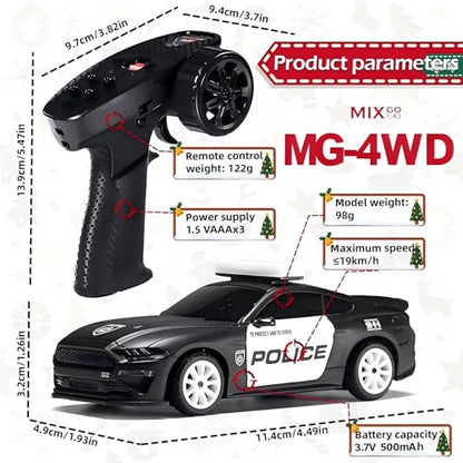 MG034 FPV Drift RC Car with VR Goggles&Camera for Thrilled Rxperience,20KM/H Remote Control Car- Gyro,Drift/Racing Tires,Full Simulated Lighting System,4WD RC Car Toy for Adult (Black, FPV Version) - color: Black