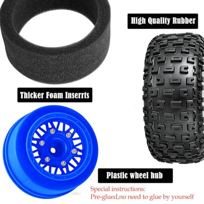RC Wheels Tires Truck Tires 12mm/14mm/17mm Hex for 1/10 Slash 4×4 4WD 2WD/Axia1/Arrm a Senton/Redca t/Rc4w d,w/RC Wheels Hex Detachable Replace Running on Off-Road Tires,Navy Blue - color: Navy Blue- (Wheel Tires)