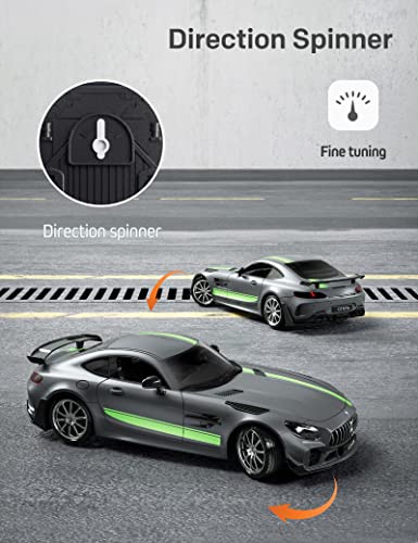 MIEBELY 1/16 Licensed Mercedes Benz GT R ProRc Cars for Kids Adults | Official license;500 mAh lithium;2.4G 200ft cintrol;steering trim;Left/right remote;Led headlights;ABS;Gifts for Kids Adults - style: Grey--1/16