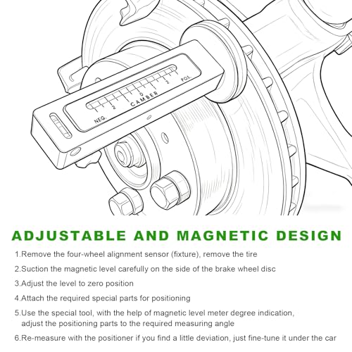 Adjustable Magnetic Gauge Tool, Automotive Wheel Hub Alignment Tools Portable Camber Gauge, Camber Castor Strut Hub Alignment Instrument Tire Repair Tool for Cars Trucks RVs