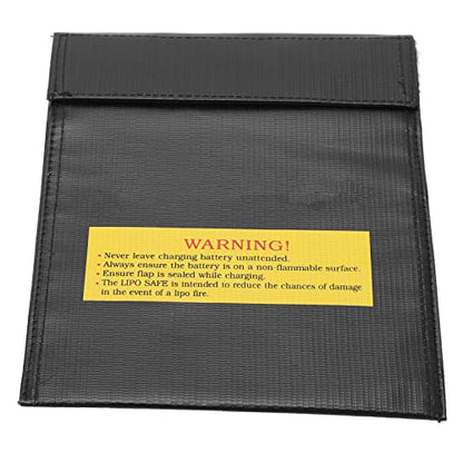 Alomejor RC Lipo Battery Bag Fire Storage for Charging Compatible with Various Aircraft Batteries 18x23cm (Black) - size: Black
