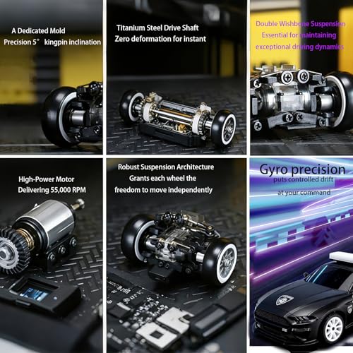 MG034 FPV Drift RC Car with VR Goggles&Camera for Thrilled Rxperience,20KM/H Remote Control Car- Gyro,Drift/Racing Tires,Full Simulated Lighting System,4WD RC Car Toy for Adult (Black, FPV Version) - color: Black
