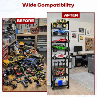 RC Car Stand, Adjustable RC Car Storage Rack, Heavy Duty Shelf for Remote Control Cars & Aceesories, Multi-Layer Workstation Rack