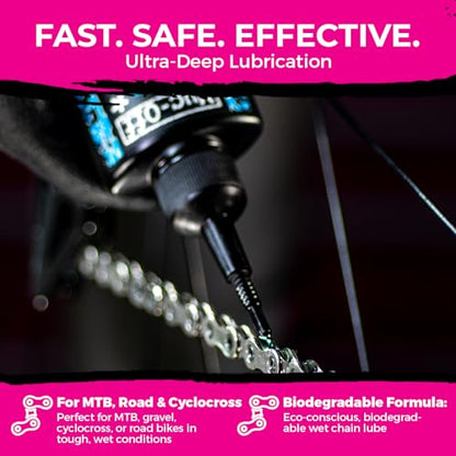 Muc-Off Chain Wet Lube 50ml 2-Pack | Biodegradable Bicycle Chain Lubricant Wet | Reduces Friction & Extends Chain Life | Wax-Based Formula Repels Water | Suitable for MTB & Road Bikes - size: 50mL (Pack of 02)