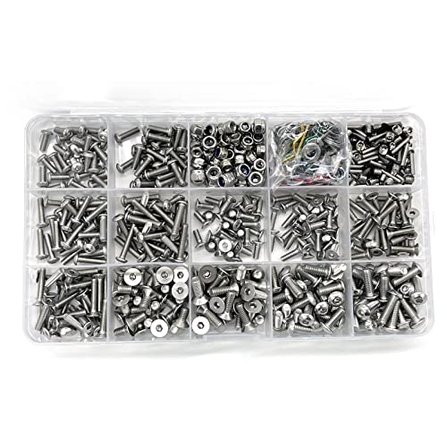 662-piece Universal Remote Control Screw kit 304 Stainless Steel Screw Combination kit, Suitable for Traxxas axial Redcat HPI Arrma SCX10 Losi 1/8 1/10 1/12 1/16 Scale Remote Control Truck Track