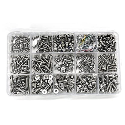 662-piece Universal Remote Control Screw kit 304 Stainless Steel Screw Combination kit, Suitable for Traxxas axial Redcat HPI Arrma SCX10 Losi 1/8 1/10 1/12 1/16 Scale Remote Control Truck Track
