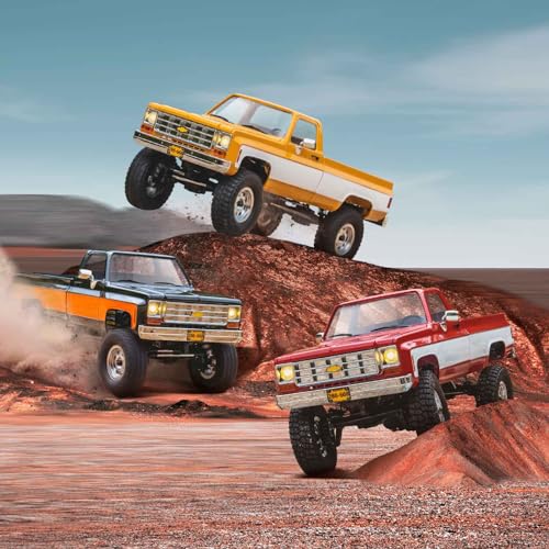 FMS FCX18S 1/18 Chevrolet K10 S RC Truck, Officially Licensed 4WD RC Crawler 2 Speeds Switch with LED Lights, Off-Road RC Car for Adults (Black) - color: Black