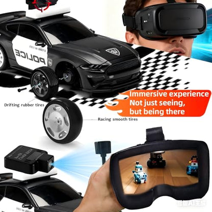 MG034 FPV Drift RC Car with VR Goggles&Camera for Thrilled Rxperience,20KM/H Remote Control Car- Gyro,Drift/Racing Tires,Full Simulated Lighting System,4WD RC Car Toy for Adult (Black, FPV Version) - color: Black