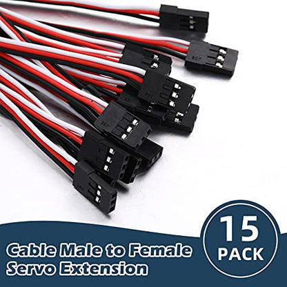 Frienda 15 Pieces 3-pin Servo Extension Cables Servo Extension Cord Male to Female Rc Wire Cable Connectors Compatible with Rc Jr Futaba Car Airplanes(11.8 Inch) - size: 11.8 inches