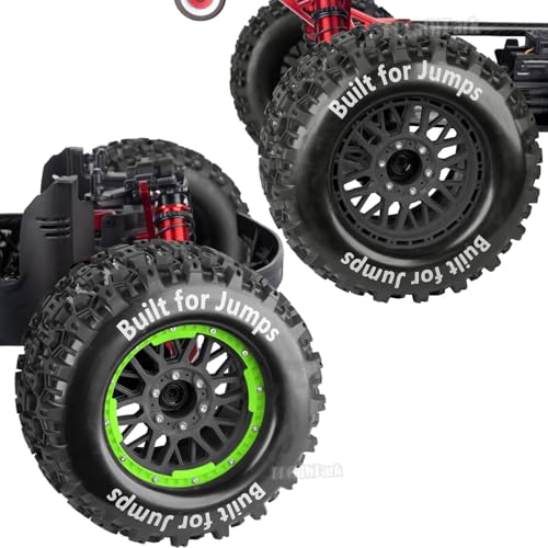 17mm Hex 1/7 1/8 1/10 RC Wheels and Tires for 1/10 Revo/Summit/T-Maxx/E-Revo,1/8 Kraton/Outcast/Fireteam/Notorious 6S,Sledge,1/7 Fireteam 6S,etc RC Monster Truck,(4Pcs) Green Black - color: Green Black - (Rc Truck Tires)