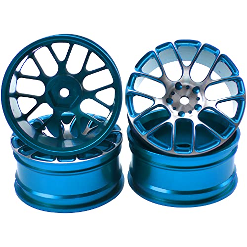 4Pcs Vgoohobby Aluminum Wheel Rims 12mm Hex Hub Width 26mm Compatible with 1/10 Tamiya TT-01 Kyosho RedCat Sakura HSP HPI 1/10 On-Road Racing Touring RC Drift Car (Blue) - color: Blue