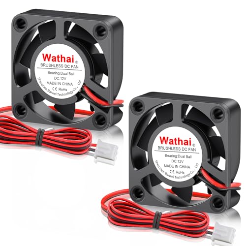 Wathai 2Pack 40mm x 10mm DC Small 12V Cooling Fan Brushless Motor 2Pin | Dual Ball 12 Volt Fans Replacement for DIY 3D Printer, Amplifier, PC Computer case, Battery Chargers, Raspberry pi, DVR - style: 12V 2P Ball