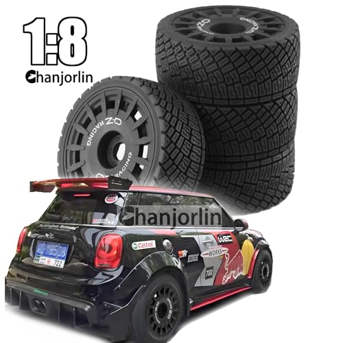 1/8 RC On Road Tires And Plastic Street Wheels 17mm Hex OD 3.94'' 1/7 Rally Racing Tyres For 1:8 1:7 Touring Street Drift Car Tamiya HPI WR8 HSP ARRMA Redcat Losi Kyosho GT2 VRX W10 (Black) - color: Black