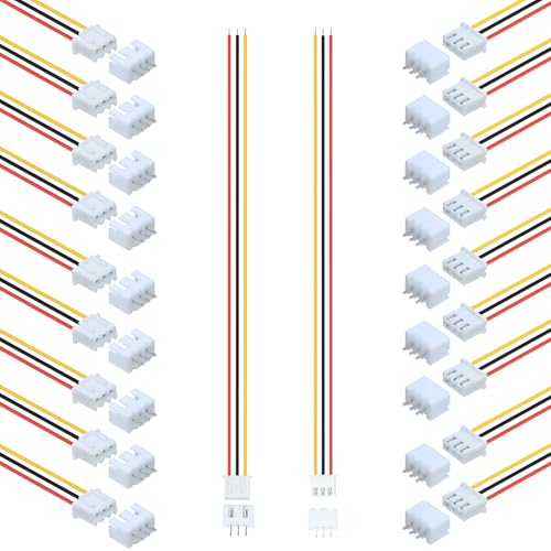 20Pairs JST-XH 2.54mm 3Pin Header Connector Kit with Male and Female Connectors Adapter 200mm 26AWG Flat Wire Cable Compatible with JST XH Plug Adapter (3P) - color: 3P