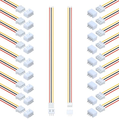 20Pairs JST-XH 2.54mm 3Pin Header Connector Kit with Male and Female Connectors Adapter 200mm 26AWG Flat Wire Cable Compatible with JST XH Plug Adapter (3P) - color: 3P