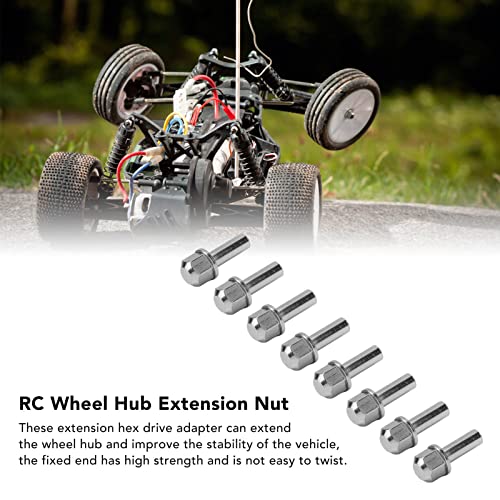 RC Wheel Hub Extension Nut, 12mm Wheel Hub Extension Adapter 8 Pcs Stainless Steel RC Wheel Hub Extension Nut Hex for SCX10 (20mm) - size: 20mm
