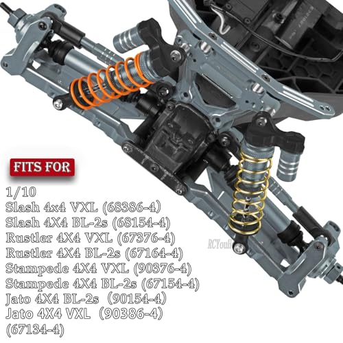 RC Aluminium Upgrades Part Caster Block,Steering Blocks,Stub Axle Carriers,Drive Shaft for 1/10 Slash/Rustler/Stampede/Jat0 4x4 4WD VXL,CVD/Axles/DriveShaft Hops Up,Titanium - color: Titanium-(for 1/10）
