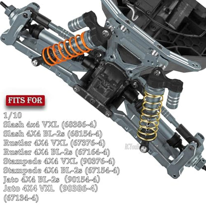RC Aluminium Upgrades Part Caster Block,Steering Blocks,Stub Axle Carriers,Drive Shaft for 1/10 Slash/Rustler/Stampede/Jat0 4x4 4WD VXL,CVD/Axles/DriveShaft Hops Up,Titanium - color: Titanium-(for 1/10）
