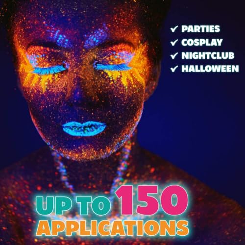 Dome Stroke - Bright Neon (25 gm), Water Activated, Professional UV Glow Blacklight Reactive Face and Body Painting Rainbow Cakes, Hypoallergenic, Safe, 1-Stroke Split Cake - color: Bright Neon