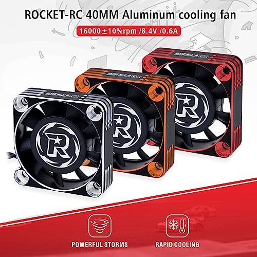 Surpass Hobby 40mm RC Motor Cooling Fan Aluminum 16000RPM ESC Cooling Fans for 1/8 RC 1/10 Car Truck Buggy Crawler Brushless Motor (Black Red) - style: Red