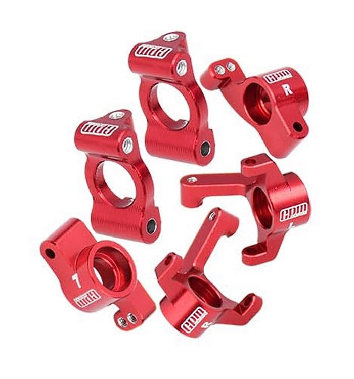 7075 Alloy Front Caster Blocks + Front Knuckle Arm + Rear Hubs Aluminum Upgrade Combo for LOSI 1:24 Micro-B 2WD Buggy RTR-LOS00007 / 1:28 Micro-T 2S 2WD RTR Stadium Truck-LOS-1392 Upgrades - Red