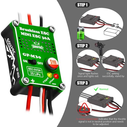 GOUPRC Upgarde 30A Brushless Esc & 2204 2400KV Brushless Outrunner Motor with Transmission and Replacement Gears Combo Kit for SCX24 RC Crawler Axial 1/24 RC Car Truck - color: Green