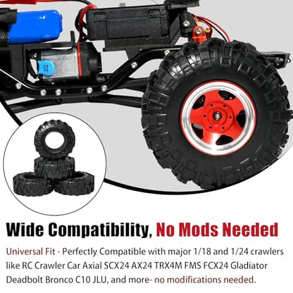 1.3 Tires for SCX24 & TRX4M 63.2 26.7mm RC Crawler Tires Upgrades with Foam Inserts Compatible with Traxxas Axial 1/18 1/24 Scale RC Cars Aggressive Mud Terrain Kraken Claw Design - size: 1.3-66mm-zst
