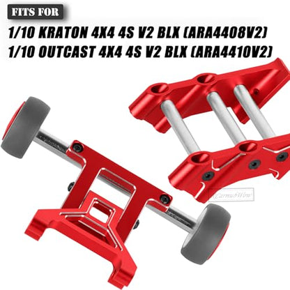 RC Aluminium Wheelie Bar Set & Wing Mount Upgrades Part for 1/10 KRATON 4X4 4S V2 BLX,Outcast 4X4 4S V2 BLX,Alloy Rear Wing Mount Stand Up Wheel Hops Up,Replace ARA320613,ARA320631,Red - color: Red(1 Set)