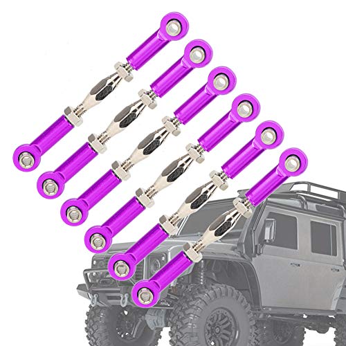 RC Pull Rod, 6Pcs Adjustable Servo Links Tie Rod RC Car Linkage Aluminum Alloy Turnbuckle Rod Linkage Set for RC Hobby Car Model() Turnbuckle Rod Linkage Rc Car 50Mm Turnbuckle