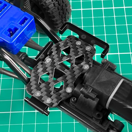 TRX4M Battery Tray Holder Mount Plate - Carbon Fiber and Aluminum Battery Protection Plate Bracket for TRX4M Defender Bronco K10 F150 1/18 RC Crawler Car Upgrades