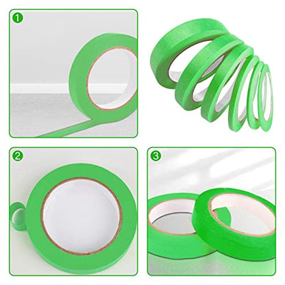 6 Rolls Fine Line Tape 1/16, 1/8, 1/5, 2/5, 1/2, 3/4 Inch x 55 Yard Fineline Masking Tape Painter Adhesive Automotive for DIY Car Auto Paint (Green, Mixed Sizes) - color: Green, size: Mixed Sizes