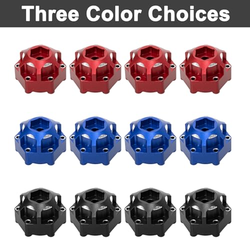 4Pcs Wheel Hex Hub Adapters Aluminum Wheel Spacers for All 1/10 RC Car Truck SCX10 TRX4 Slash Rustler Stampede Granite (Blue) - color: Blue