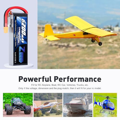 Zeee 2S 6200mAh Lipo Battery 7.4V 120C with XT60 Connector (2 Pack) | Soft Case RC Car Battery for RC Vehicles RC Truck Tank Truggy Boat Racing Hobby Models
