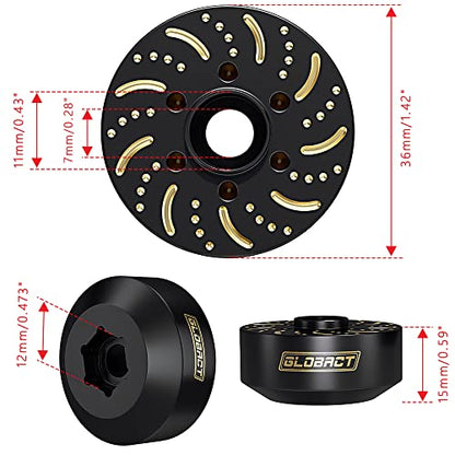 GLOBACT 1/10 Brass Wheel Weights Extended Hex Hub for TRX4 TRX6 SCX10-15mm | Fits 1.9" 2.2" RC Wheel, 432g Counterweight - size: 15mm