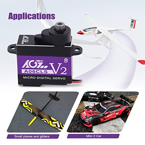 AGFRC 0.052Sec High-Speed RC Micro Servo for Mini-Z Cars (A06CLS V2) | 6g Ultra-Light, 3KG Torque, Purple, Programmable, Digital Coreless Motor, Full Metal Gear, Ideal for 1/24-1/28 RC Cars - style: A06CLS V2 Purple