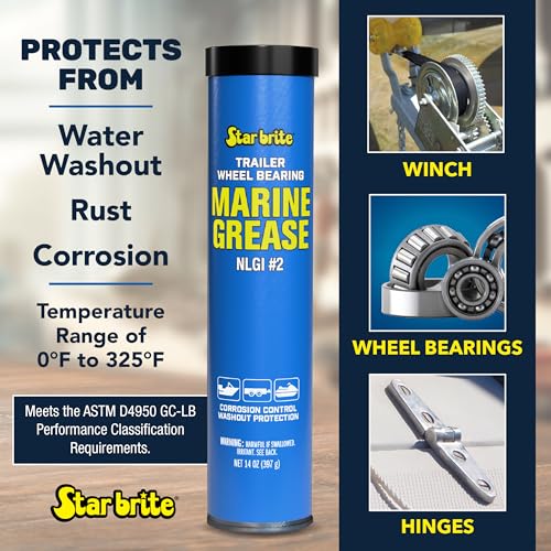 STAR BRITE Trailer Wheel Bearing Grease NLG#2 - Advanced Marine-Grade Protection Against Rust, Corrosion & Water Washout - style: 14 OZ Cartridge