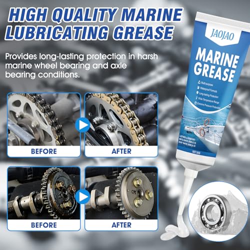 JAOJAO Waterproof Marine Grease Tub Resistant to Saltwater and Washout | High Temp(0°F - 250°F) Heavy Duty Marine-Grade Grease for Wheel Bearing, Steering Cables, Throttle and Shift Cables, 50g