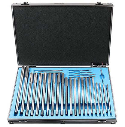 Accusize Chucking Reamer Set, 1/16" to 1/2" by 1/64", 29 Pc | HSS M2 Premium, Straight Flute, Right Hand Cut, ANSI, Aluminum Case, 5528-SF00 - size: 1/16" thru. 1/2" by 1/64"