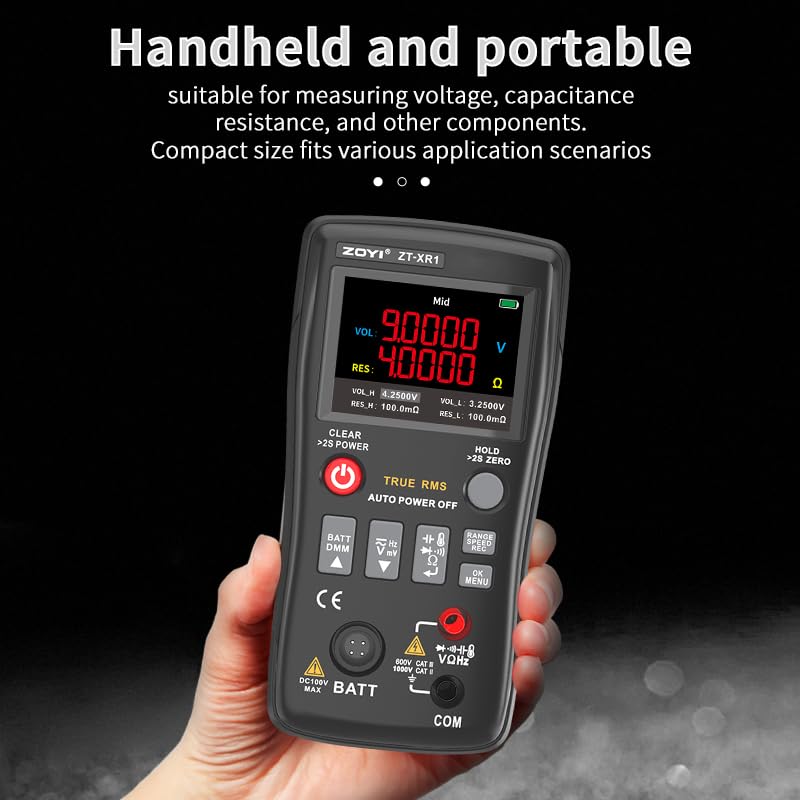 Battery Internal Resistance Tester 2 in 1 multimeter Battery Voltage Meter Car Battery Tester for AAA AA Model 0.1mΩ-200Ω