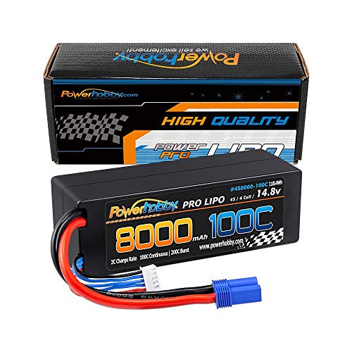 Powerhobby 4s 8000MAH 100C 14.8V Lipo Battery w EC5 Plug Hard Case : Fits Arrma Kraton 8S / Losi DBXL-E