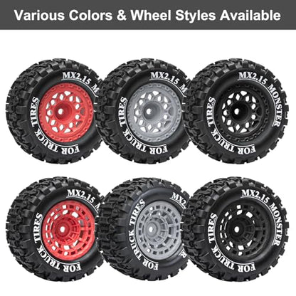 LRFHL 12mm Hex RC Wheel Tires 4PCS | for 1/16 Traxxas Mini Maxx 107154-1 Mini XRT VXL 108076-1 E-Revo Mini XRT MJX 16207 16210 HSP 94186 LOSI 1/18 Mini LMT - color: Black Tires+ Grey Hex Wheel-3