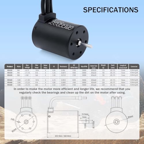 M3650 RC brushless Motor and ESC 4500KV and 60A ESC Combo Set fit 2S Battery for 1/10 Remote Control Cars Trucks Off-Road Vehicle - size: 4500KV, style: 3650 motor+60A esc