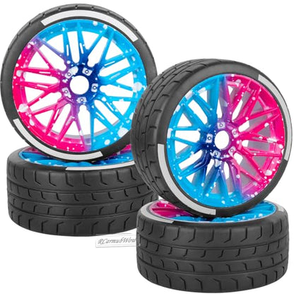 RC Wheels and Tires Highway Tires for 1/8 Typhon 6S BLX,1/7 Infraction 6S BLX,Limitless,RC Wheels RC Tires Soft Tires Buggy Tires Off Road Racing Truck Tires,4pcs,Colorful