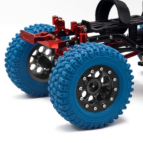 GOUPRC 1.3" Wheel Tires Set, Aluminum Beadlock Rim Swamp Claw Mud Terrain Rock Tread Pattern Tires for SCX24 TRX4M 1/18 1/24 Upgrade RC Crawler Truck Car - style: Rock Pattern Black