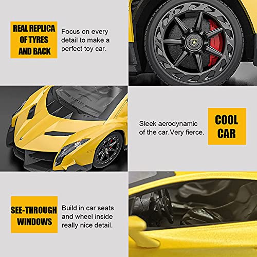 Remote Control Car Lamborghini Licensed 1:24 RC Car 2.4G,Yellow | Veneno Officially Licensed LED Lights Toy RC Cars Model Vehicle for Boys 6,7,8 Years Old - color: Yellow