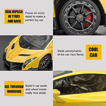 Remote Control Car Lamborghini Licensed 1:24 RC Car 2.4G,Yellow | Veneno Officially Licensed LED Lights Toy RC Cars Model Vehicle for Boys 6,7,8 Years Old - color: Yellow